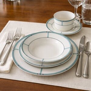 5 piece Studio Nova Dakota place setting. Gorgeous Art Deco motif.